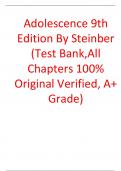 Test Bank For Adolescence 9th Edition Steinberg