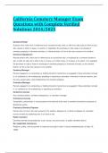 California Cemetery Manager Exam Questions with Complete Verified Solutions 2024&sol;2025