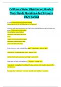 California Water Distribution Grade 3  Study Guide Questions And Answers  100&percnt; Solved 