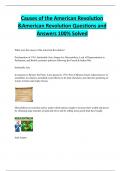 Causes of the American Revolution  &American Revolution Questions and  Answers 100% Solved 