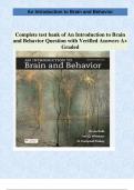 Complete test bank of An Introduction to Brain and Behavior Question with Verified Answers A+ Graded