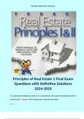 Principles of Real Estate 1 Final Exam Questions with Definitive Solutions 2024-2025
