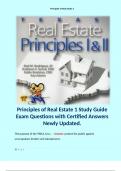 Principles of Real Estate 1 Study Guide Exam Questions with Certified Answers Newly Updated. 
