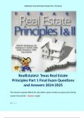 RealEstateU: Texas Real Estate Principles Part 1 Final Exam Questions and Answers 2024-2025