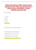 Water Distribution FINAL Study Guide Questions with 100% Correct Answers | Latest Version 2024/2025 | Expert Verified | Ace the Test