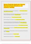 Illinois Pesticide Applicator General  Standards Exam Questions and  answers, Verified|