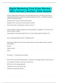 Digital Marketing Final Exam Review &vert; 100&percnt; Correct &vert; Verified &vert; 2024 Version