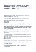 BUILDERTREND PROJECT MANAGER CERTIFICATION - FINAL EXAM 2024 SOLVED CORRECTLY&excl;&excl;