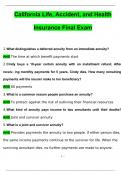 Final Exam 2024 California Life, Accident, and Health Insurance Questions and Answers (2024 / 2025) (Verified Answers)