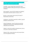 US Constitution and Government Principles exam with correct answers 2024