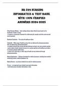 NR 599 NURSING  INFORMATICS & TEST BANK  WITH 100&percnt; VERIFIED  ANSWERS