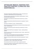 OPTHHALMIC MEDICAL ASSISTING TEST PRACTICE CHAPTER 1,2 (PRACTICE TEST QUESTIONS) Q/A.