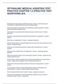 OPTHHALMIC MEDICAL ASSISTING TEST PRACTICE CHAPTER 1&comma;2 &lpar;PRACTICE TEST QUESTIONS&rpar; Q&sol;A&period;