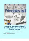 Principles of Real Estate II Final Exam Containing 70 Questions with Certified Solutions 2024-2025.