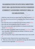 WASHINGTON STATE DOL WRITTEN TEST 100+ QUESTIONS WITH VERIFIED CORRECT ANSWERS NEWEST 2024. A+ GUARANTEED.