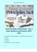 Texas Principles of Real Estate - Part 2 Exam Questions and Answers 2024-2025. 