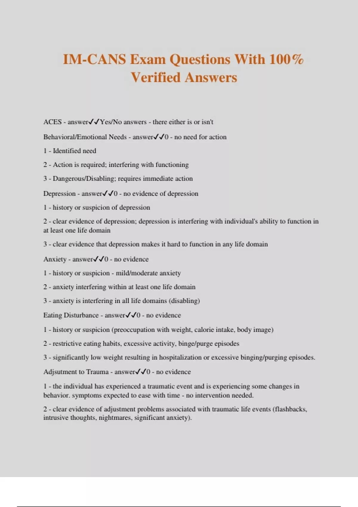 IM-CANS Exam Questions With 100% Verified Answers - Cans - Stuvia US