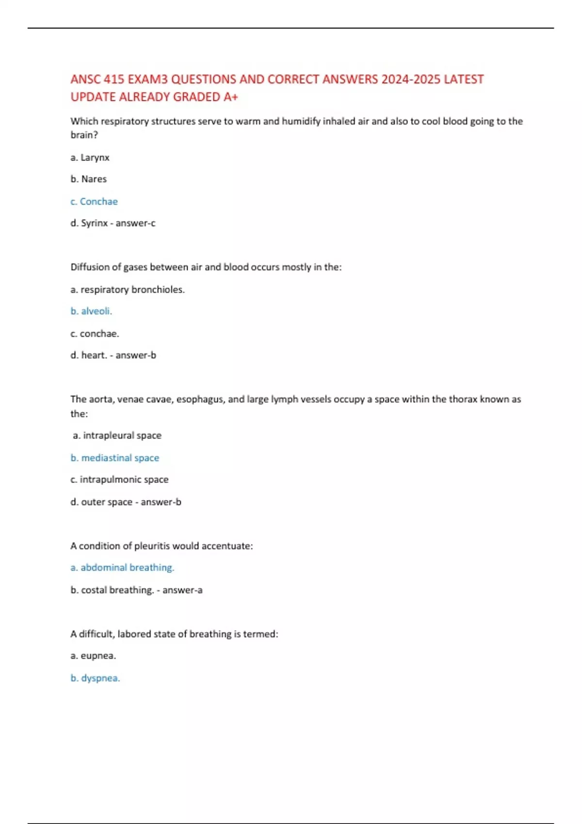 ANSC 415 EXAM3 QUESTIONS AND CORRECT ANSWERS LATEST UPDATE ALREADY ...