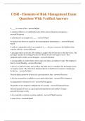 CISR - Elements of Risk Management Exam Questions With Verified Answers