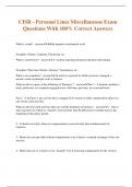 CISR - Personal Lines Miscellaneous Exam Questions With 100% Correct Answers