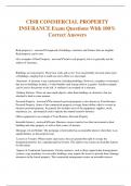 CISR COMMERCIAL PROPERTY INSURANCE Exam Questions With 100% Correct Answers