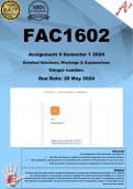 FAC1602 Assignment 4 (COMPLETE ANSWERS) Semester 1 2024 (215199)- DUE 20 May 2024