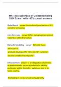 MKT 397&vert; Essentials of Global Marketing 2024 Exam 1 with 100&percnt; correct answers