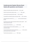 Cardiovascular System Review Exam Guide with questions and Answers