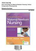 Test Bank for Davis Advantage for Maternal-Newborn Nursing Critical Components of Nursing Care&comma; 4th Edition by Durham&comma; 9781719645737&comma; Covering Chapters 1-19 &vert; Includes Rationales
