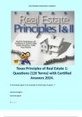 Texas Principles of Real Estate 1&colon; Questions &lpar;120 Terms&rpar; with Certified Answers 2024&period;
