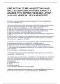 CMIT ACTUAL EXAM 200 QUESTIONS AND  WELL ELABORATED ANSWERS ALREADY A  GRADED WITH EXPERT FEEDBACK LATEST  2024-2025 VERSION &vert; NEW AND REVISED