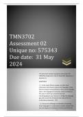 TMN3702 Assignment 02 Due 31 May 2024. 100% Trustworthy and Reliable answers.