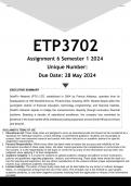 ETP3702 Assignment 6 (ANSWERS) Semester 1 2024 - DISTINCTION GUARANTEED