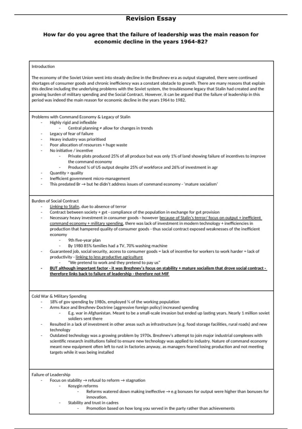 Ussr Essay Plan Economic Decline How Far Do You Agree That The Failure