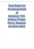 Test Bank for Fundamentals of Nursing 11th Edition Potter Perry |  Chapter 1-50 Complete Questions and Answers (2024/2025)