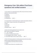 Emergency Care 13th edition Final Exam questions and verified answers