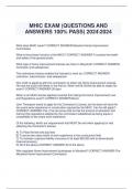 MHIC EXAM (QUESTIONS AND  ANSWERS 100% PASS) 20242024