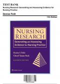 Test Bank: Nursing Research Generating and Assessing Evidence for Nursing Practice, 11th Edition by Polit Beck - Chapters 1-31, 9781975110642 | Rationals Included
