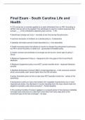 Final Exam - South Carolina Life and  Health