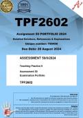 TPF2602 Assignment 50 (COMPLETE ANSWERS) 2024 (758456)- DUE 28 August 2024