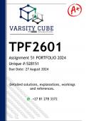 TPF2601 Assignment 51 (PORTFOLIO DETAILED ANSWERS) 2024 - DISTINCTION GUARANTEED