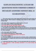 KAPLAN DIAGNOSTIC A EXAM 180 QUESTIONS WITH VERIFIED CORRECT DETAILED ANSWERS NEWEST 2024. A+ GUARANTEED.
