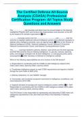The Certified Defense All-Source Analysis (CDASA) Professional Certification Program- All Topics Study Questions and Answers
