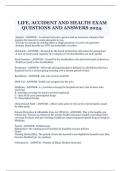 LIFE, ACCIDENT AND HEALTH EXAM QUESTIONS AND ANSWERS 2024.