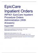 EpicCare Inpatient Orders INP401 EpicCare Inpatient Procedure Orders Administration (With Answers) August 2023