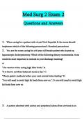 Med Surg 2 Exam 2 Questions and Answers 2024 / 2025 | 100% Verified Answers