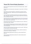 Texas CDL Permit Study Questions With complete solution