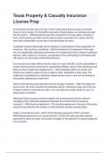 Texas Property & Casualty Insurance License Prep With complete solution