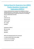 National Board for Respiratory Care (NBRC) Practice Questions, Answers and  Explanations RATED A