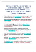 LIFE, ACCIDENT AND HEALTH OR SICKNESS EXAM 2024 LATEST VERSION QUUESTIONBANK ACTUAL EXAM QUESTIONS WITH CORRECT DETAILED ANSWERS